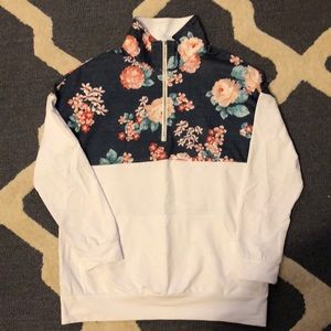White/ floral 1/4 zip